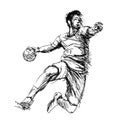 Hand sketch handball players Royalty Free Stock Photo