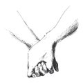 Hand sketch holding hands