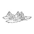 Hand sketch of people on a raft rafting vector Royalty Free Stock Photo