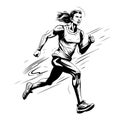 Hand sketch of a running woman Vector Royalty Free Stock Photo