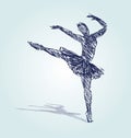 Hand sketch silhouette ballet dancer Royalty Free Stock Photo