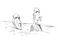 Hand sketch statues on Easter Island Royalty Free Stock Photo