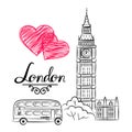 Hand sketch World famous landmark collection : Big Ben London, England Royalty Free Stock Photo