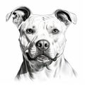 Hand Sketched American Pitbull Face for Coloring Book AI Generated