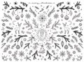 Hand sketched floral design elements for Christmas Royalty Free Stock Photo