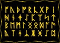 Golden rune alphabet background