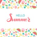 Hand sketched Hello Summer typography lettering poster