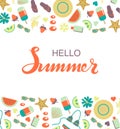 Hand sketched Hello Summer typography lettering poster Royalty Free Stock Photo