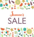 Hand sketched Summer Sale typography lettering poster Royalty Free Stock Photo