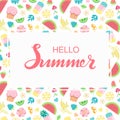 Hand sketched Hello Summer typography lettering poster Royalty Free Stock Photo