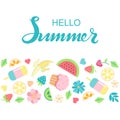 Hand sketched Hello Summer typography lettering poster Royalty Free Stock Photo