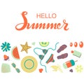 Hand sketched Hello Summer typography lettering poster Royalty Free Stock Photo