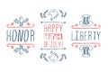 Hand-sketched independence day typographic