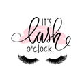 Hand sketched Lashes quote. Closed eyes. Stylish vector makeup drawing.