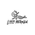 Hand sketched Little Mermaid text. Lettering typography for t-shirt design, birthday party, greeting card, party invitation, logo Royalty Free Stock Photo