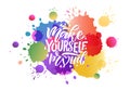 Hand sketched make yourself proud lettering typography. Handwritten inspirational quote make yourself proud. Hand drawn