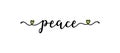 Hand sketched PEACE quote as logo. Lettering for web ad banner, flyer, header, advertisement, poster, label,sticker