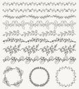 Hand Sketched Seamless Borders, Frames, Dividers, Swirls