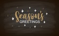 Hand sketched Seasons Greetings card, badge, icon typography. Lettering Merry Christmas for Christmas, New Year greeting Royalty Free Stock Photo