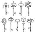 Hand sketched vector illustrations - collections of vintage keys