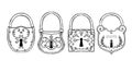 Hand sketched vector illustrations - collections of vintage lock