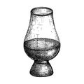 Hand-sketched whiskey or brandy glass illustration. Vector sketch of the popular drink bowl isolated on white background.