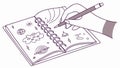 Hand sketching in spiral notebook vector illustration design, vector design Generative AI Royalty Free Stock Photo