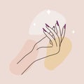 Hand skin care. Massage and paraffin therapy. Vector Illustration of elegant female hands in a trendy minimalist style