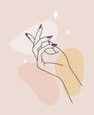 Hand skin care. Massage and paraffin therapy. Vector Illustration of elegant female hands in a trendy minimalist style