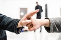 hand bump at the brazilian Jiu Jitsu sparring Royalty Free Stock Photo