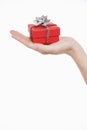 Hand With Small Wrapped Gift Royalty Free Stock Photo