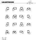 Hand with smarphone, tablet icon set