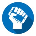 Hand smartphone digital revolution icon