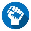 Hand smartphone digital revolution icon Royalty Free Stock Photo