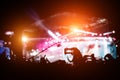 Hand with a smartphone shooting live music festival, concert Royalty Free Stock Photo