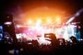 Hand with a smartphone shooting live music festival, concert Royalty Free Stock Photo