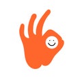 Hand smiley showing OK sign vector illustration