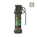 Hand smoke grenade of special forces. Detailed realistic image of anti-terrorist ammunition. Police explosive.