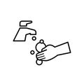 Hand soap bubble washing icon