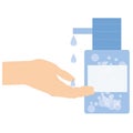 Hand soap color icon. Liquid antibacterial soap. Hands disinfection. Isolated vector illustration. Vector