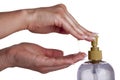 Hand soap with pumping lotion from bottle Royalty Free Stock Photo