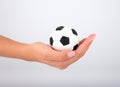 Hand with soccer ball
