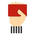 Hand of soccer referee showing red card icon Royalty Free Stock Photo