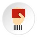 Hand of soccer referee showing red card icon Royalty Free Stock Photo