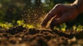 Hand and Soil Interaction.AI generated image Royalty Free Stock Photo