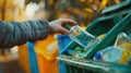 A Hand Sorting Plastic Bottles.AI generated image Royalty Free Stock Photo
