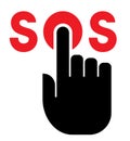 Hand on SOS button Royalty Free Stock Photo