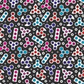 Hand Spinners icons Seamless pattern