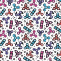 Hand Spinners icons Seamless pattern.