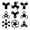 Hand spinners silhouettes, icons